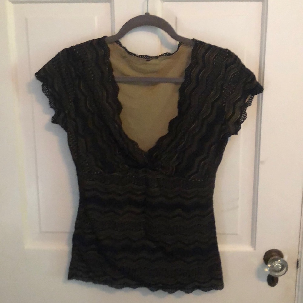 Black Lace V Neck